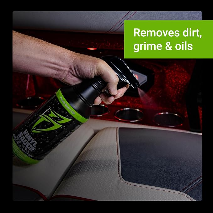 Boat Bling VS-0032 Vinyl Sauce Premium Vinyl and Leather Cleaner, 32 Oz., for Boats, RVs, Powersport Vehicles and More | Marine cleaner lifts grime and sunblock from vinyl interiors with a non-caustic mist-and-wipe formula; OEM approved