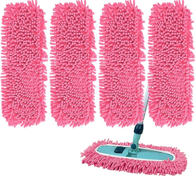 4PCS 13''~16'' Microfiber Dust Mop Pads Compatible with Leifheit 55210 | Reusable Mop Refills,Replacent Wet Mopping Pad & Washable Dry Sweeping Cloths for Hardwood Floor/Tile/Marble Cleaning