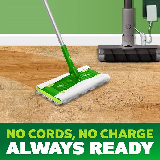 Swiffer Hair Magnet Deluxe Starter Kit with Collapsible Pole, 9 Hair Magnet Dry Cloths, 2 Bonus Mop & Go Wet Cloths