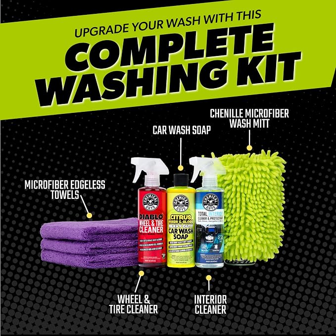 Chemical Guys, 7-Piece Car Cleaning Kit, Wash, Wheel & Interior Cleaners | Everything a first-time detailer needs for a full inside-and-out clean without buying pieces one at a time