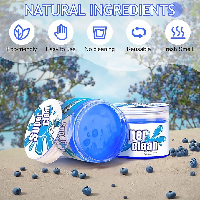 TeSabMi Car Cleaning Gel Car Cleaning Putty Car Putty Car Interior Cleaner Car Slime Car Detailing Kit Car Accessories Gifts for Men Women Stocking Stuffers Blue