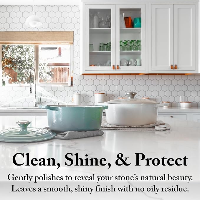 Goddard's Granite & Marble Polish - Clean and Shine Countertops, Tile, and Stone with Carnauba Wax - Water Stain Protection, 8oz