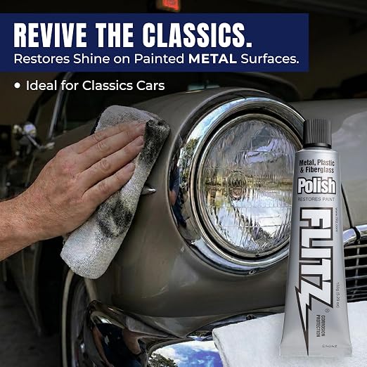 Flitz Metal Polish Paste - 5.29oz USA-Made Polish for Solid Chrome, Stainless Steel, & Aluminum - Non-Abrasive for Light Oxidation - Requires Manual Buffing - Not for Plated/Coated Surfaces (1 Pack)