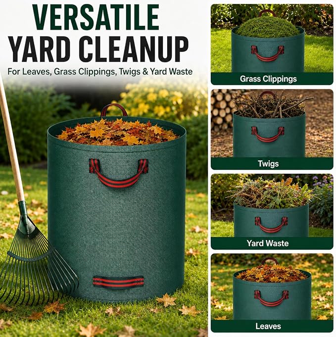 80 Gallon extra large leaf collector leaf bags lawn bags yard waste large capacity,reusable leaf bags Cleaning fallen leaves, weeds, or use for moving