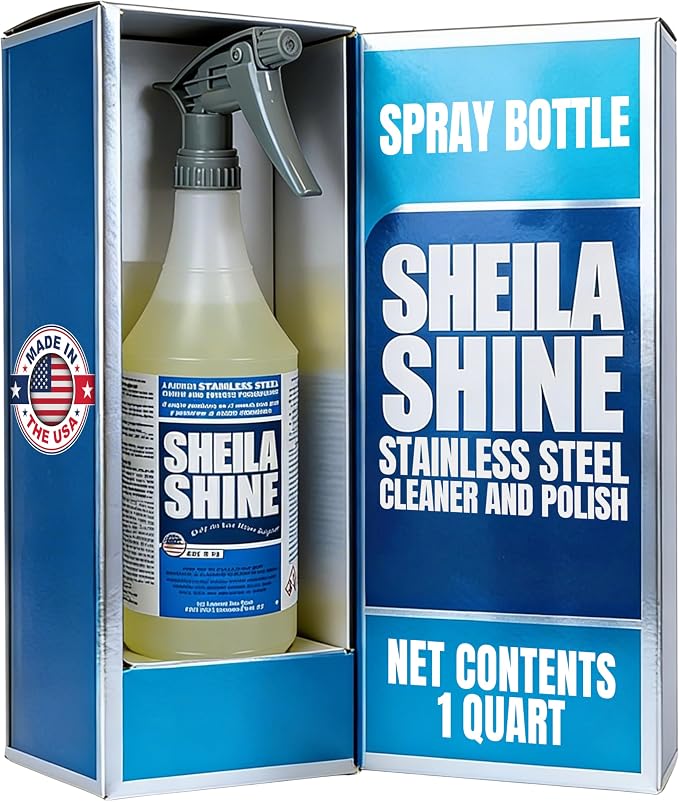 Sheila Shine Stainless Steel Cleaner & Polish – 1 Quart (32 fl oz) – Removes Fingerprints, Protects & Restores Shine on Stainless Steel, Chrome & Metal Surfaces