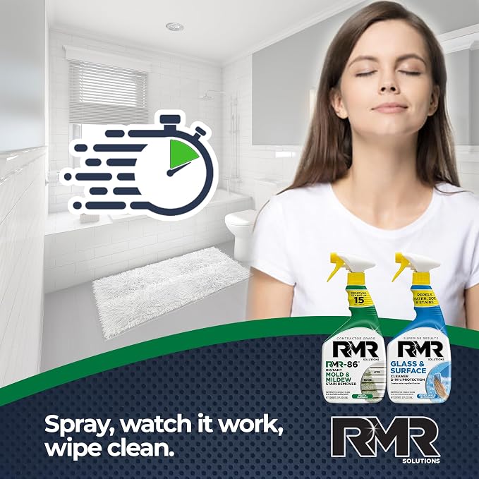 RMR Surface Renewal System – Instant Stain Remover + Glass & Surface Cleaner/Protectant, Indoor/Outdoor Cleaning Kit for Mirror, Screen, Furniture, Siding, & Deck, 2–32 Oz Bottles