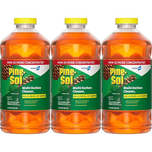 CloroxPro Pine-Sol Multi-Surface Cleaner, Clorox All Purpose Cleaner, Tackles Allergens, Odor, Dirt, Grime and Grease, Original Pine, 80 fl. oz., Pack of 3