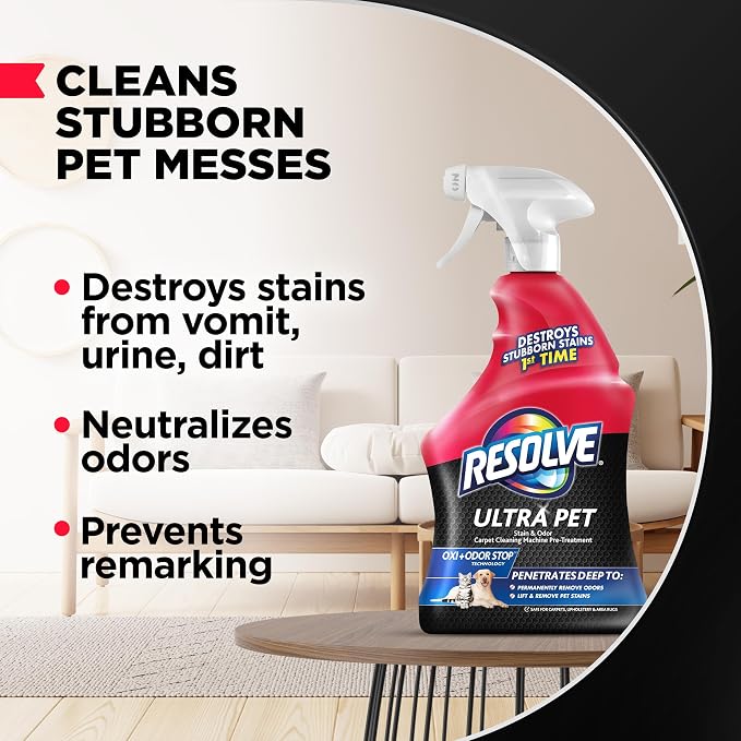 Resolve Ultra Pet Carpet Cleaner Spray – for Removal of Pet Stains & Odors, 32oz | Removes Pet Stains & Odors