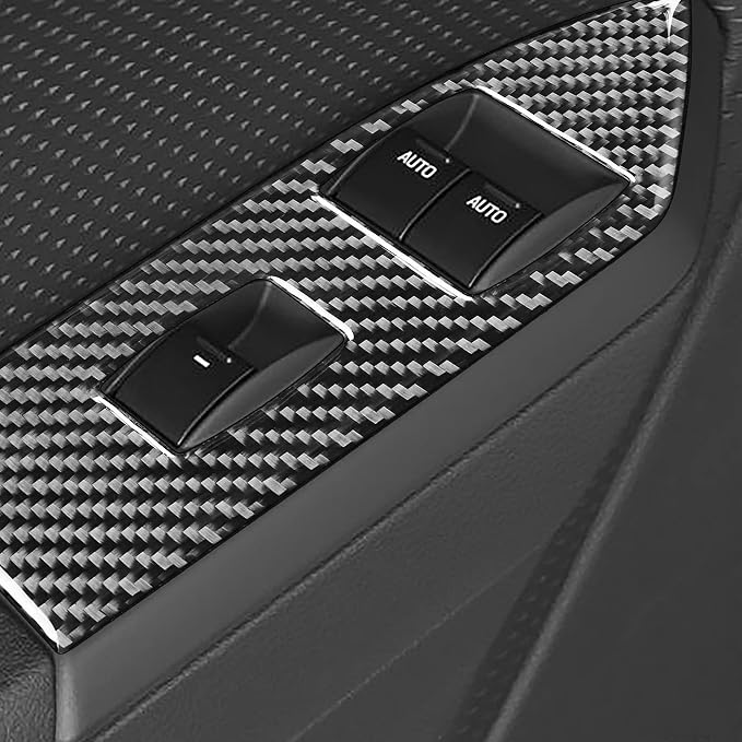 Real Carbon Fiber Trim for Ford Mustang GT Shelby Accessories | for 2005 2006 2007 2008 2009，Window Lift Switch Panel Cover，Thick Overlay Sticker Decal