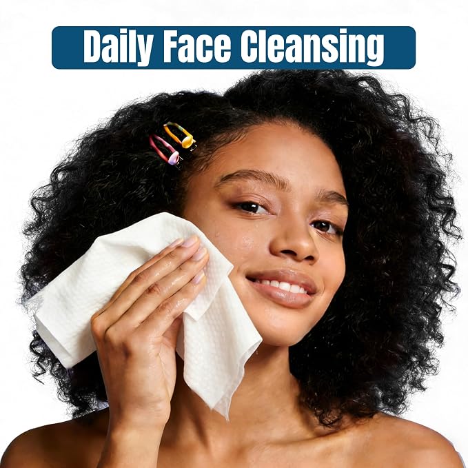 Ourmed Life Face Towels, Disposable Biodegradable Facial Towels for Sensitive Skin, Lint- free Face Wipes for Washing Face, Skincare and Makeup Remover, Dry Wipes, 10"×12" Extra Large, 50 Count