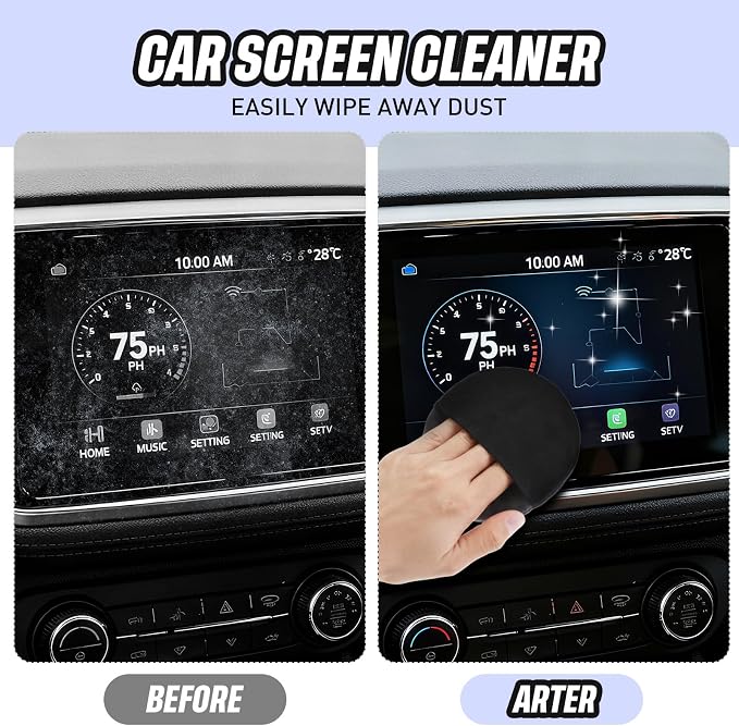Hahafelt 4 Pcs Car Screen Cleaner Car Touch Microfiber Screen Cleaner Cloth Cleaning Wipes Interior Pad for Vehicle Dashboard LCD Accessories 4.13×4.13 Inches (Round)