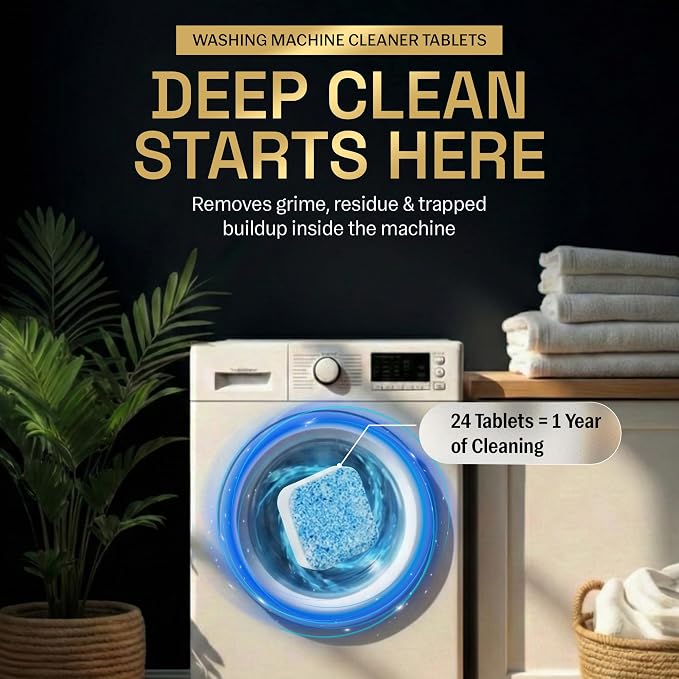 Zyro Washing Machine Cleaner & Garbage Disposal Cleaner Bundle | Includes 24 Pack Washing Machine Cleaner Tablets and 24 Pack Garbage Disposal Cleaner Tablets | Deep Cleaning & Odor Eliminating Tablet