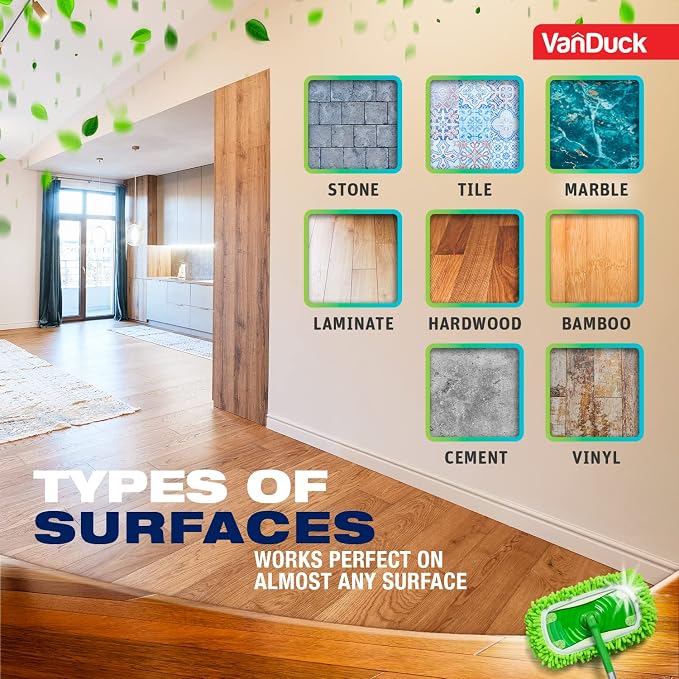VanDuck Reusable Microfiber Dust Mop Refill for Swiffer Sweeper (6-Pack) | Mop not included, reusable microfiber floor duster, pet hair & dust replacement pads