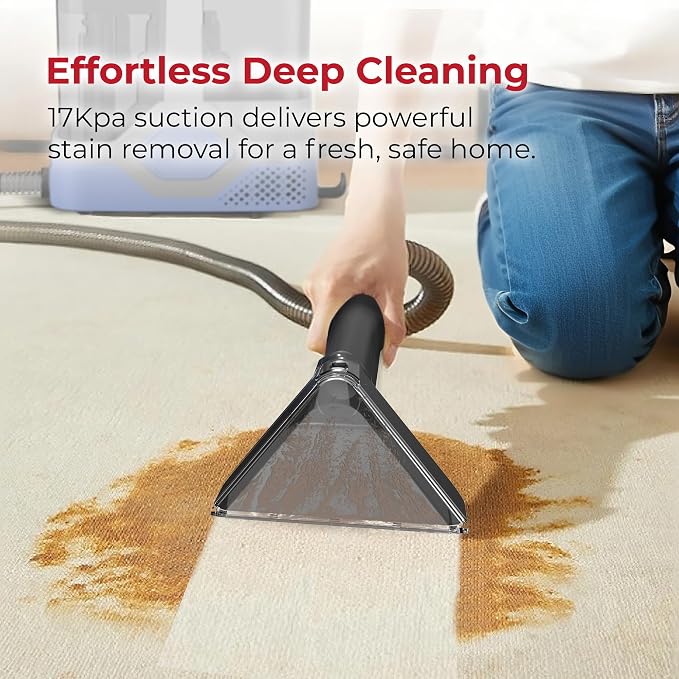 Rosewill Multi-Purpose Portable Carpet and Upholstery Cleaner with 74.4 oz Large Water Tank, Self Cleaning, Powerful Suction 17 KPa Spot Cleaner, 600W Motor, 4 Tools for Pets, Car, Couch and Stairs