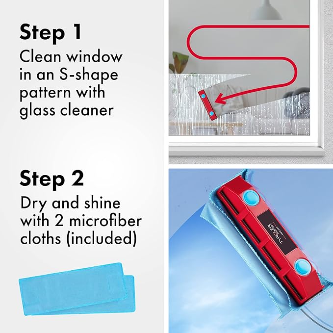 Tyroler Bright Tools The Glider D-2 Magnetic Window Cleaner for Double Glazed Windows. Fit to 0.3in - 0.7in Window Thickness. Glass Cleaner | | Double Sided Outside Window Cleaner Tool Fits Windows 0.3"-0.7" Thick | Magnet Window Cleaner Tool, Magnetic...