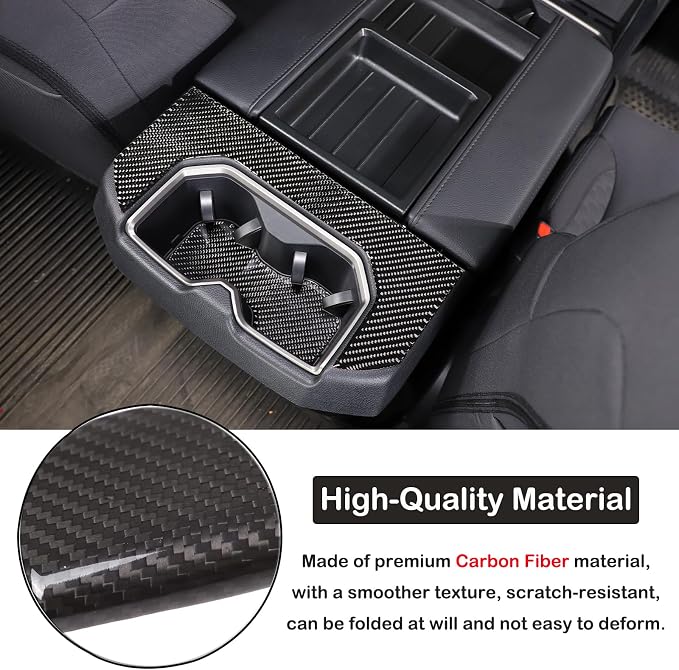 Aunginsy Car Rear Seat Central Armrest Cup Holder Cup Panel Trim Sticker Compatible with Toyota Tundra/Sequoia 2022-2024 Car Back Center Console Cup Holder Decorative Frame Protect Cover Accessories
