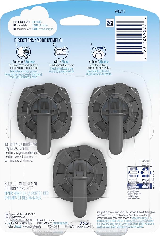 Febreze Car Vent Clip Air Freshener, Gain Island Fresh, 3 Count