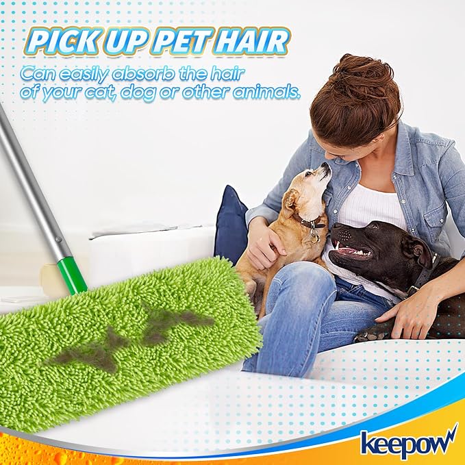 KEEPOW Reusable XL Mop Pads Compatible with Swiffer XL Sweeper, XL Dry Sweeping Cloths, XL Wet Mopping Cloths, Washable Microfiber XL Wet Pads Refills for Surface/Hardwood Floor Cleaning, 8 Pack | XL Dry Sweeping Cloths, XL Wet Mopping Cloths, Washable...