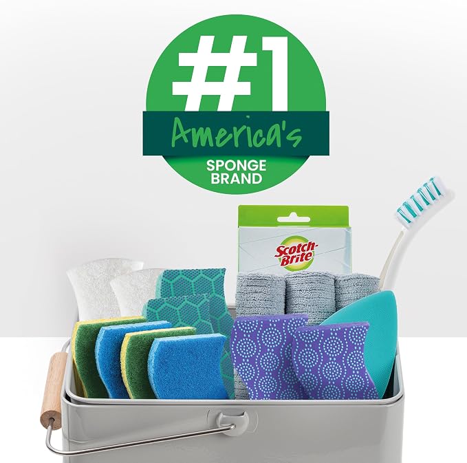 Scotch-Brite Zero Scratch Scrub Sponge, 6 Kitchen Sponges for Cleaning Around the Home, Bathroom & More, Scratch-Free Dish Scrubber, Multi-Surface Safe, Best for Nonstick Pots and Pans