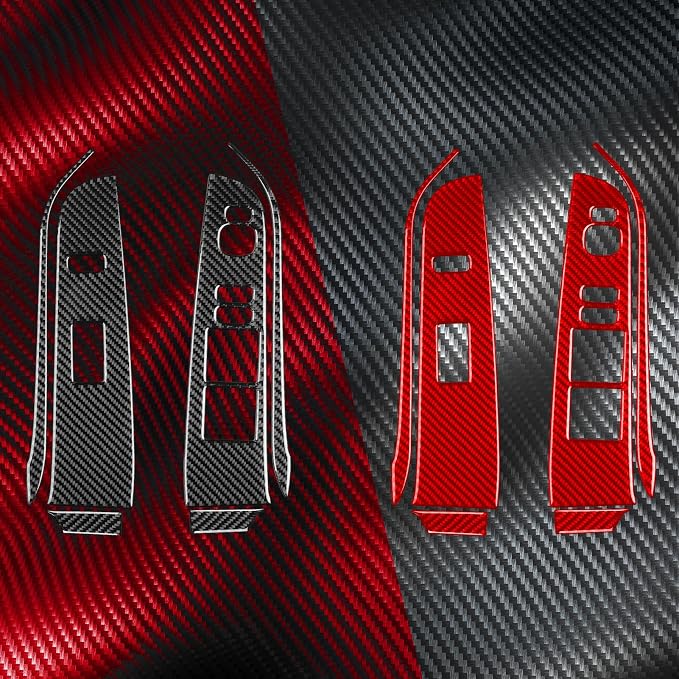 Real Carbon Fiber Trim for Toyota Camry Accessories | for 2012 2013 2014 Door Glass Lifting Control Panel Window Switch Panel Sticker Interior Thick Overlay Decal 6PCs