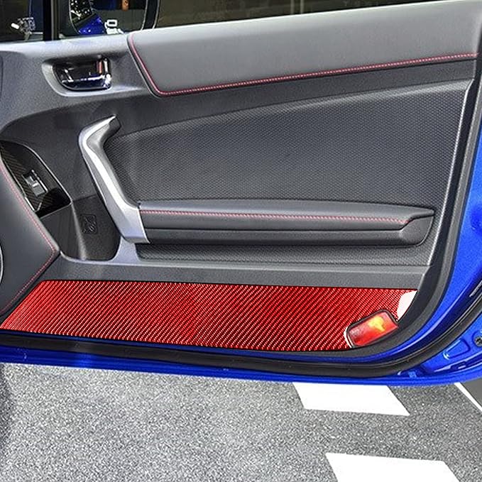 Red Real Carbon Fiber Accessories Decals Inner Door Panel Lower Cover Trim Compatible with Subaru BRZ/Scion FR-S/Toyota 86 2016 2017 2018 2019 2020 Car Interior Stickers
