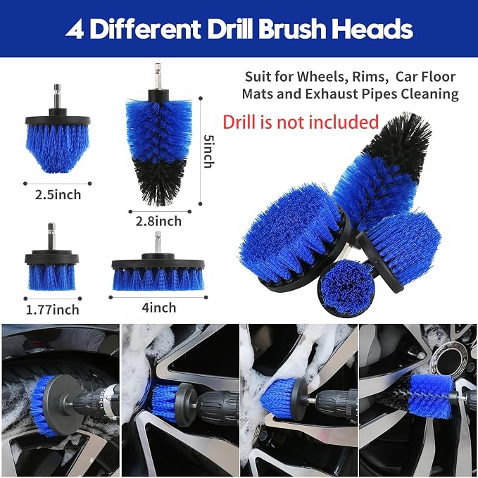 Qydipclin 38PcsB Car Detailing Kit, Car Detailing Brush Set, Car Wash Cleaning Kit, Car Detailing Brushes, Professional Car Care Kit for Interior Exterior Wheels, Blue