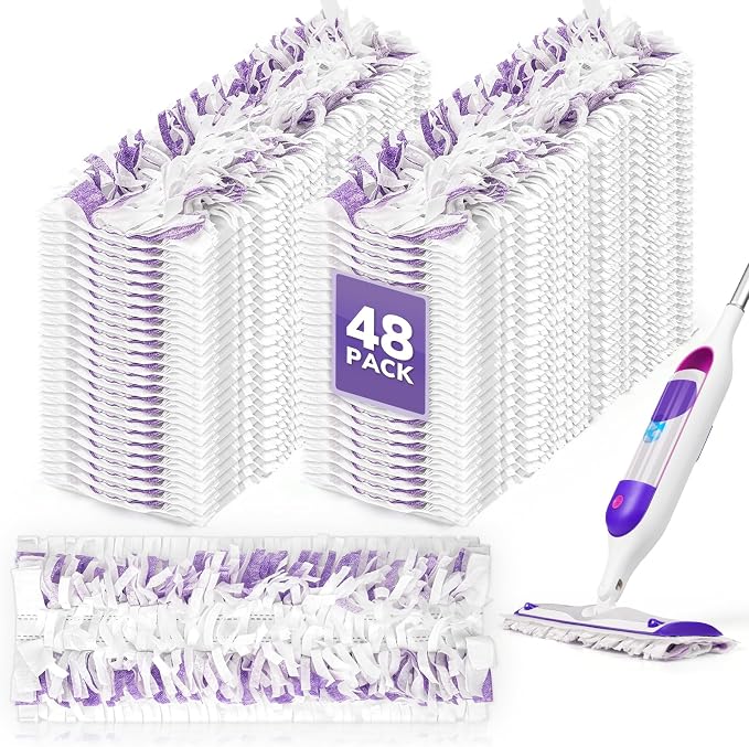 AIR U+ 48 Pack Disposable Power Mop Pads Refills for Swiffer Power Mop | Unscented 14-Layer Thickened, Wet and Dry Use, Multi-Surface Replacement Mopping Refills Pads for Floor Surface Cleaning