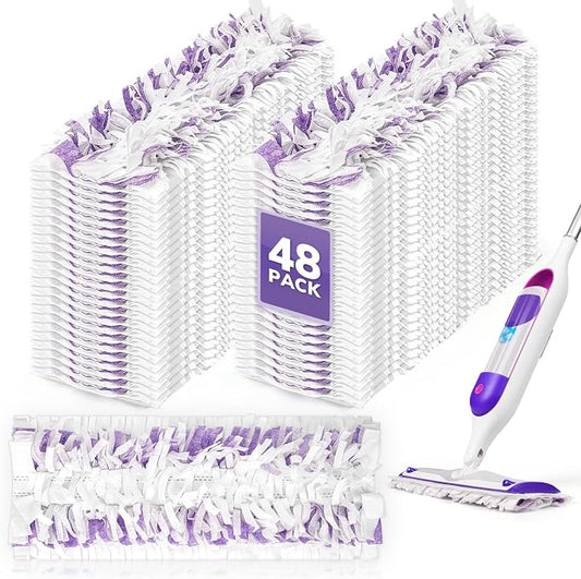 AIR U+ 48 Pack Disposable Power Mop Pads Refills for Swiffer Power Mop | Unscented 14-Layer Thickened, Wet and Dry Use, Multi-Surface Replacement Mopping Refills Pads for Floor Surface Cleaning