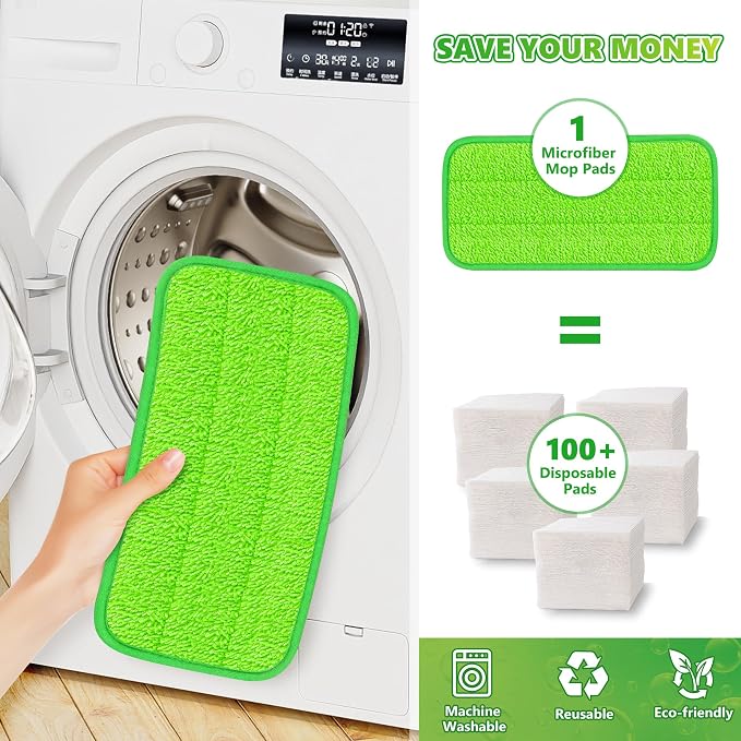 Microfiber Mop Pads Compatible with Swiffer Sweeper Mop, Wet Pads Refills Dry Pads Reusable Wet Pads Mop Refill Pads Dry Wet Refills Washable Pads Wood Floor Pads for Wet Dry Cleaning(4 Pack)
