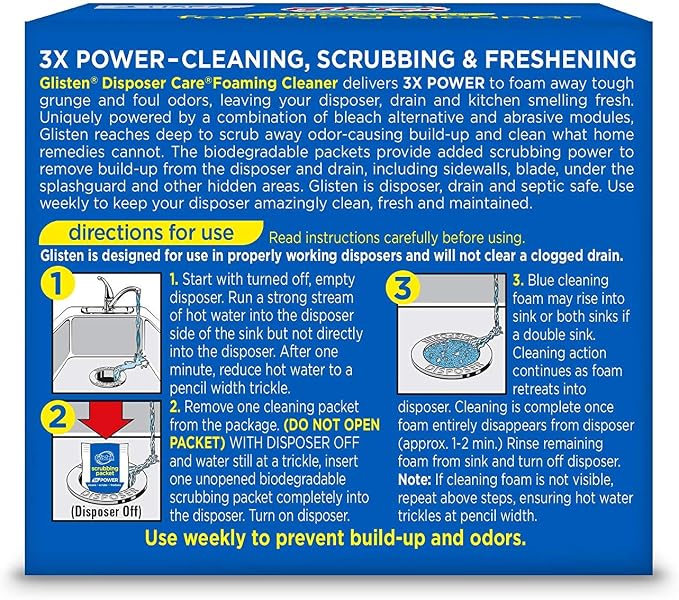 Glisten Disposer Care Foaming Cleaner, Lemon Scent, 4 Use (Pack of 2)