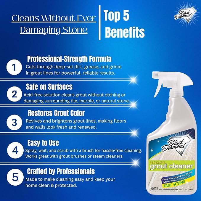 Grout Cleaner & Grout Sealer Bundle with Brush for All Tile & Stone 2/qts.