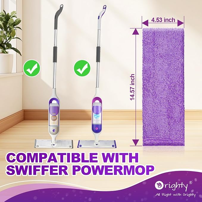 Orighty Microfiber Mop Pads for Swiffer PowerMop, 10 Pack, Reusable | Power Mop Pads Refills for 13 ''-15 '' Spray Mop, Washable Pads for Multi-Surface Floor Cleaning