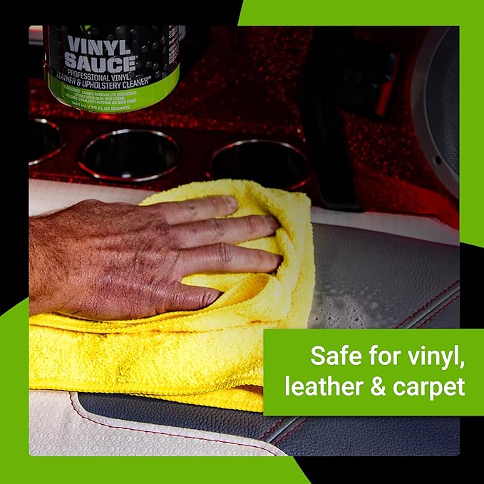 Boat Bling Vinyl Sauce Boat Seat and Upholstery Cleaning Spray, 1 Gallon | Marine cleaner lifts grime and sunblock from vinyl interiors with a non-caustic mist-and-wipe formula; OEM approved