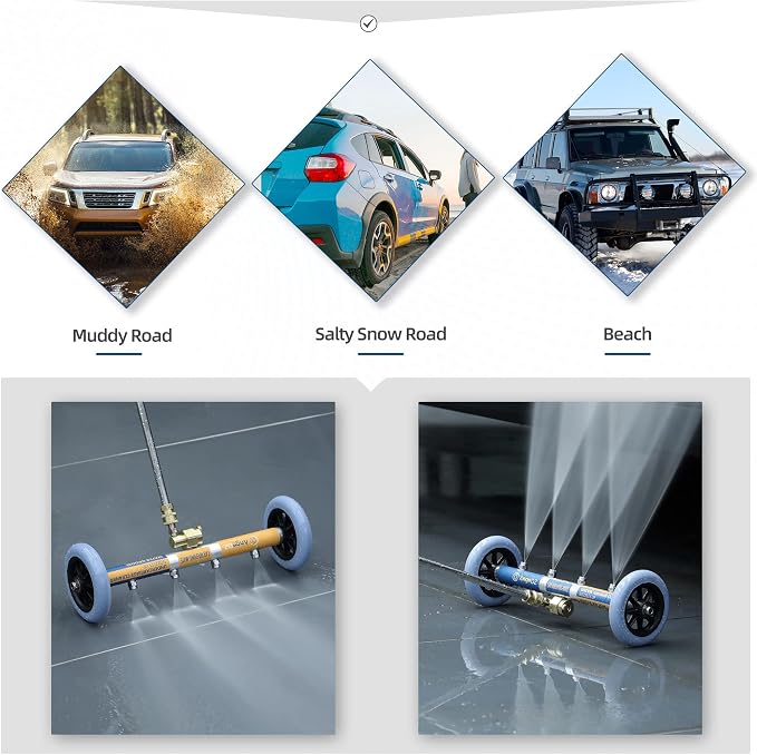 Undercarriage Pressure Washer Attachment, 16" Water Broom, Power Washer Accessories with 4 Nozzles, 3 Extension Wands, QC Anti-Fog Goggles, 4000PSI
