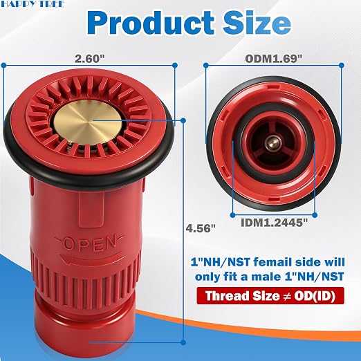 Happy Tree 1" NST / NH Fire Hose Nozzle Thermoplastic Fire Equipment 22 gpm