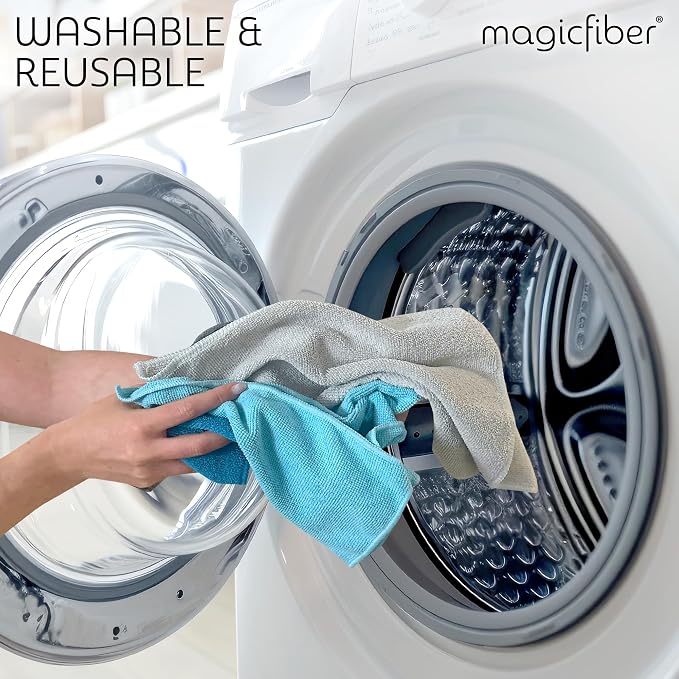 MagicFiber Microfiber Cleaning Cloth - Higher Quality, Larger Size - Micro Fiber Cloth for Cleaning Rags, Dust Cloths, Kitchen Dish Towels (12 Pack, 13”x11”)