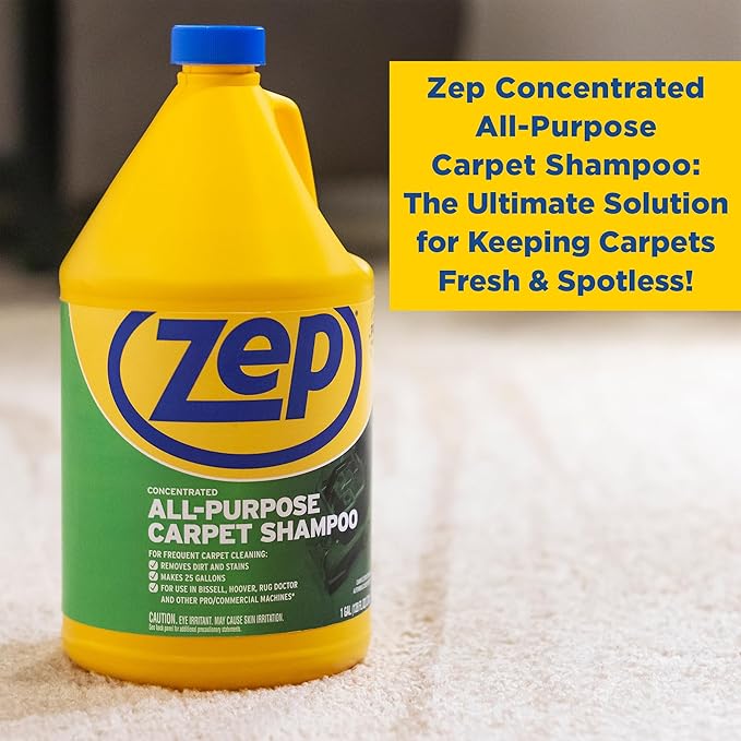 Zep All-Purpose Carpet Shampoo Concentrate Cleaner - 1 Gallon - ZUCEC128 - Professional Formula Removes Dirt and Stains (Pack of 2)