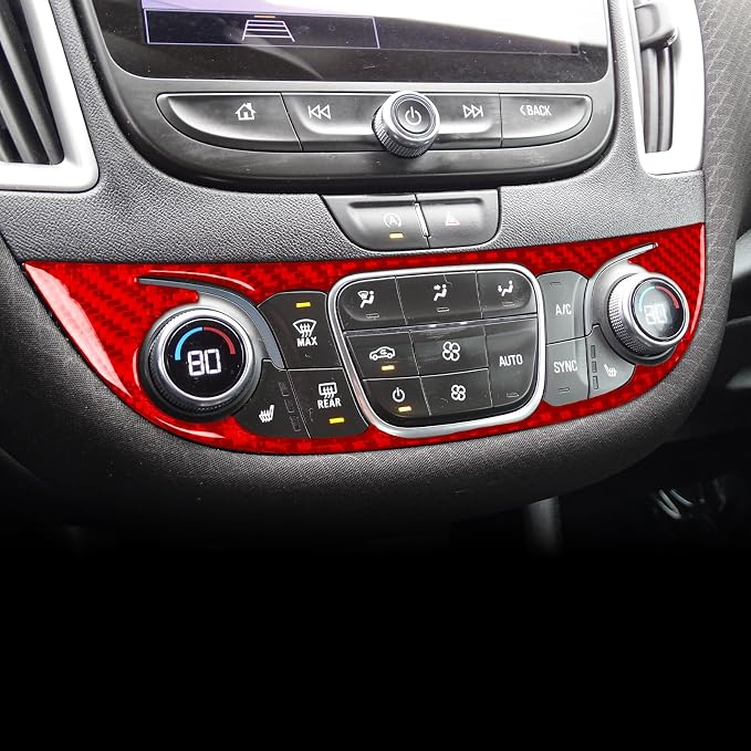 Real Carbon Fiber A/C Control Central Console Panel Interior Trim Sticker Compatible with Chevy Malibu 9th Gen 2016 2017 2018 2019 2020 2021 2022 2023 2024 Accessories Decals