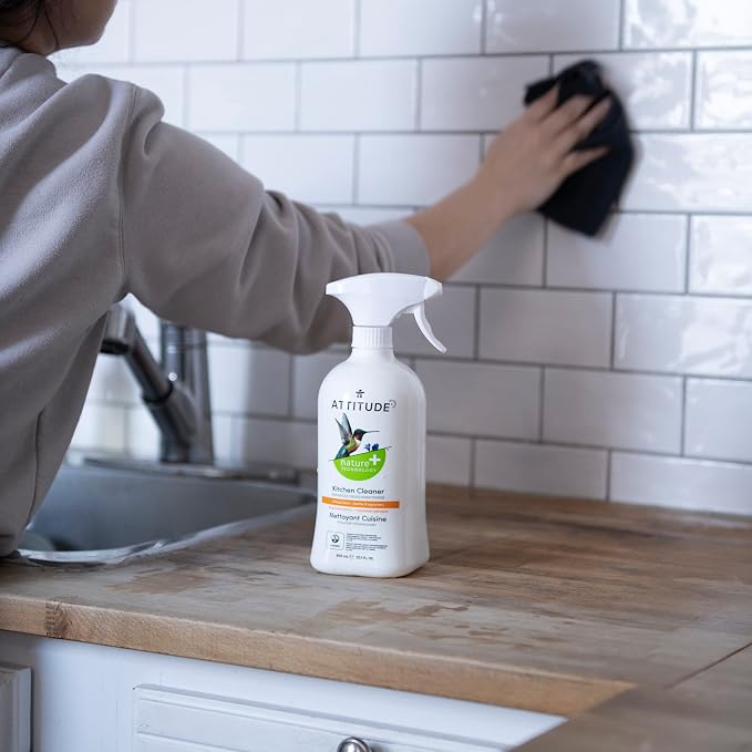 ATTITUDE Kitchen Cleaner Spray, EWG Verified, Degreaser Spray to Cut Grease & Grime, Plant-Based & Vegan, Citrus Zest Scent, 27.1 Fl Oz (Pack of 2)