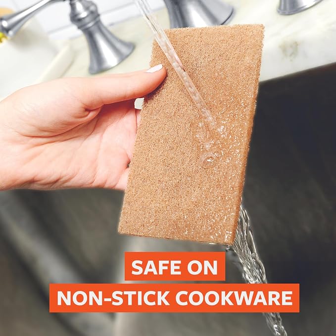 Full Circle Walnut Shell Scour Pads – Pack of 8 – Powerful, Non-Scratch Dish Scrubber Made with Plant-Based & Recycled Materials, Safe for Nonstick