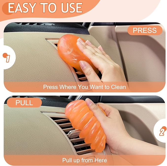 TeSabMi Car Cleaning Gel Car Cleaning Putty Car Putty Car Interior Cleaner Car Slime Car Detailing Kit Car Accessories Gifts for Men Women Stocking Stuffers Orange