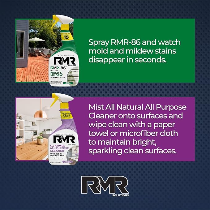 RMR Total Clean Team – Instant Stain Remover + All Natural All Purpose Cleaner, Indoor/Outdoor Cleaning Spray Kit for Kitchens, Bathrooms, Furniture, Siding, & Deck, 2–32 Oz Bottles