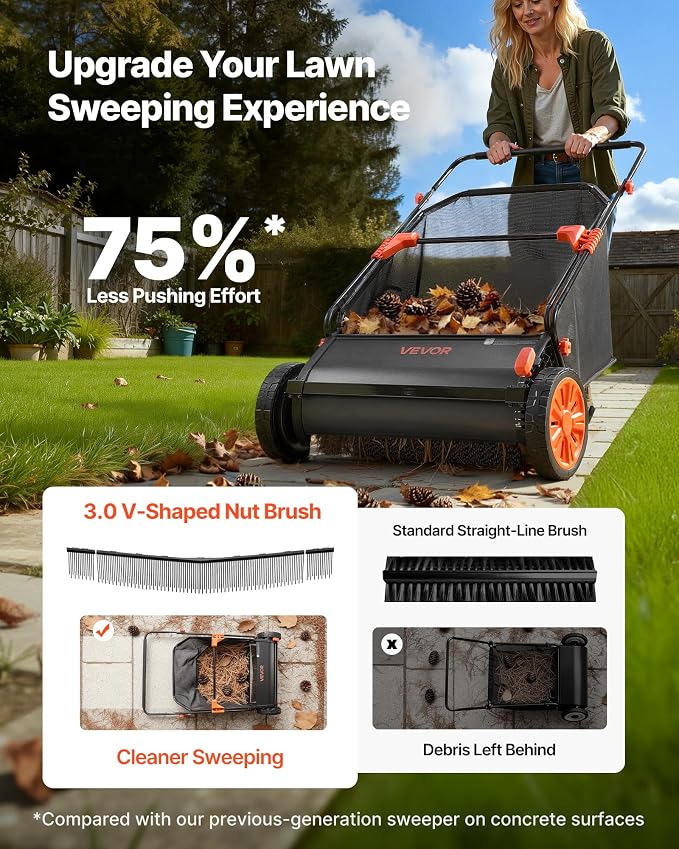 VEVOR 3 Packs Lawn Sweeper Brush Replacement, Compatible with VEVOR 30 in Lawn & Leaf Collector Sweepers, Yard Sweeper Brush Paddle with Durable V-Shaped Bristles for Easy Grass Leaf Cleanup | Compatible with Our 30 in Lawn & Leaf Collector Sweepers, D...