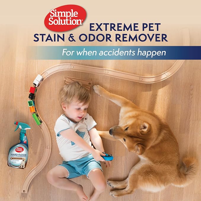 Simple Solution Hard Floor Dog Stain & Odor Remover, Enzyme Cleaner, 32oz | Dog Urine Enzyme Cleaner, Pet Floor Cleaner, Pet Cleaner Spray, Hardwood Floors, Dog Stain & Odor Remover, Pro-Bacteria