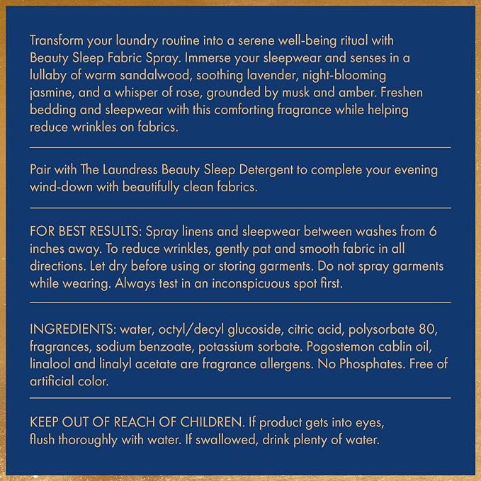 The Laundress Beauty Sleep Fabric-Spray, Wrinkle Release & Pillow Spray, Fabric Refresher, Upholstery and Linen, Tranquil Comforting Inspired Scent, 8 Fl Oz, (Pack of 2)