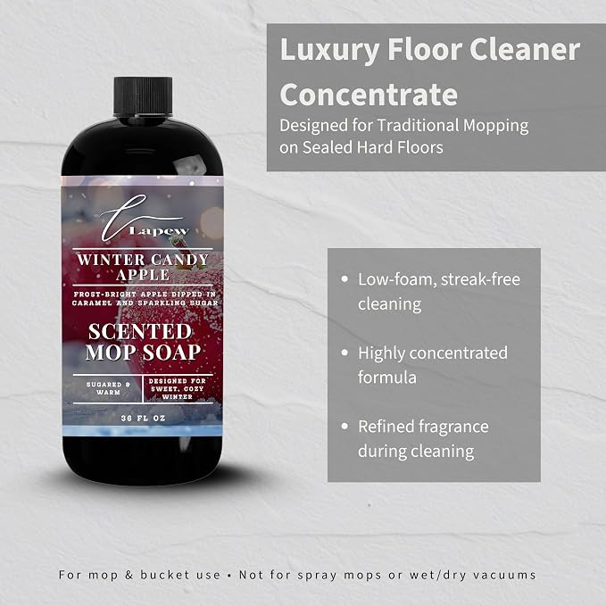 Lapew Winter Candy Apple Scented Mop Soap - Luxury Floor Cleaner Concentrate for Mopping Tile, Laminate, Vinyl & Hardwood | Streak-Free, Low-Foam | 36 oz