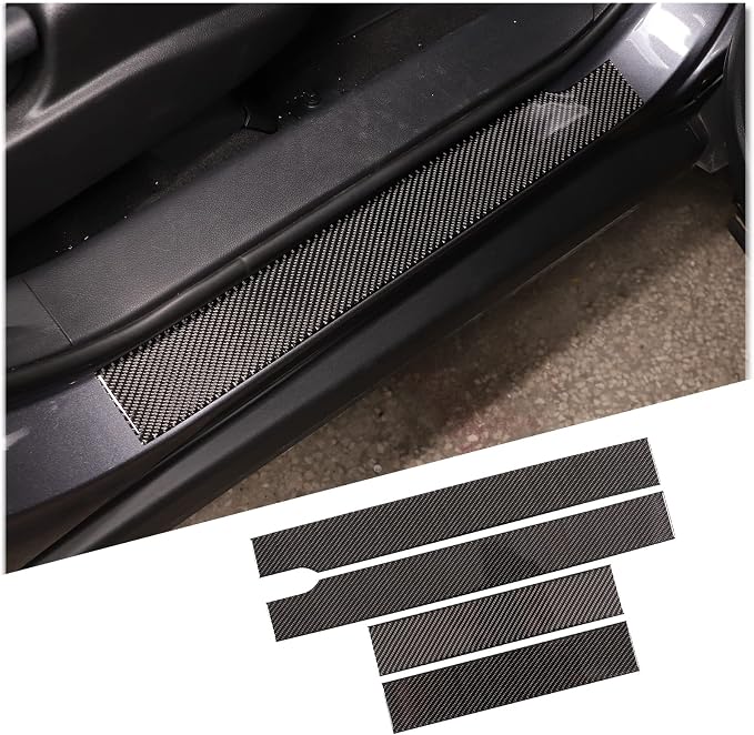 Car Door Sill Scuff Plate Trim Panel, Car Door Entry Guards, Threshold Strip, Door Sill Guard for Honda Pilot 2016-2022, Carbon Fiber (External Door Sill Sticker)
