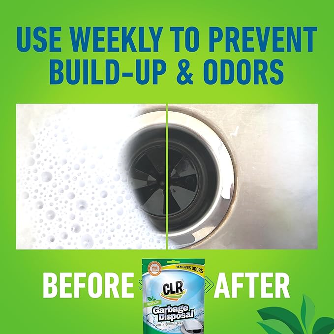 CLR Brands® Garbage Disposal Foaming Cleaner combines a powerful fast-dissolving formula with a fresh, clean-scented pod to safely clean and remove disposal odors without scrubbing. Use weekly.