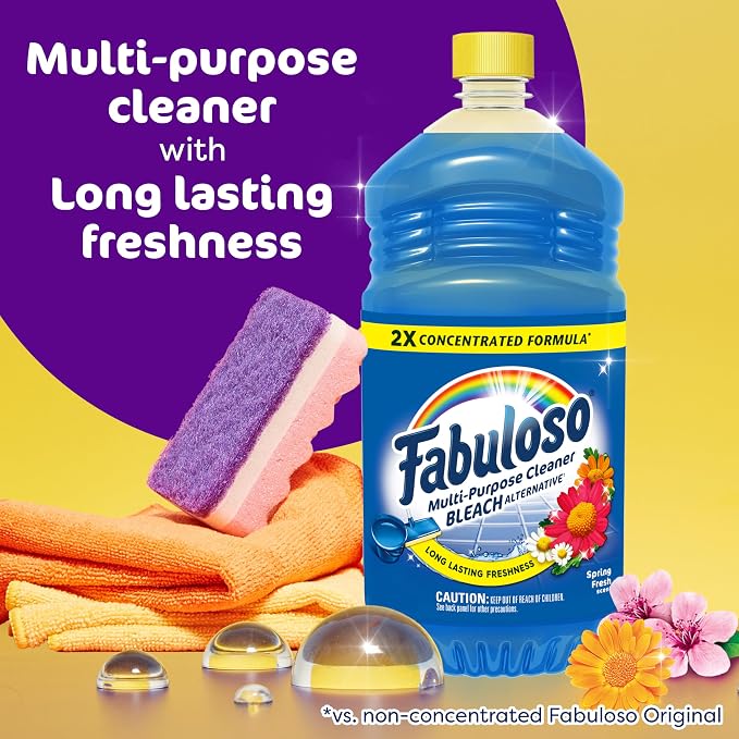 Fabuloso 2X All-Purpose Cleaner, Spring Fresh Scent, 56 fl oz | No Rinse Floor Cleaner, Long-Lasting Freshness, All-Purpose Cleaner, Concentrated Formula, Everyday Cleaning, Multi-Surface