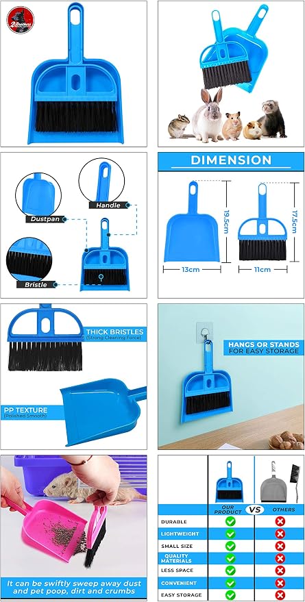 Mini Broom and Dustpan Set - Compact Cleaning Kit for Home, Car, Camping, Small Spaces, Pet Cleanup, and Travel - Durable Small Broom and Dustpan Set Mini - Green Broom